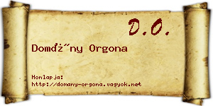Domány Orgona névjegykártya